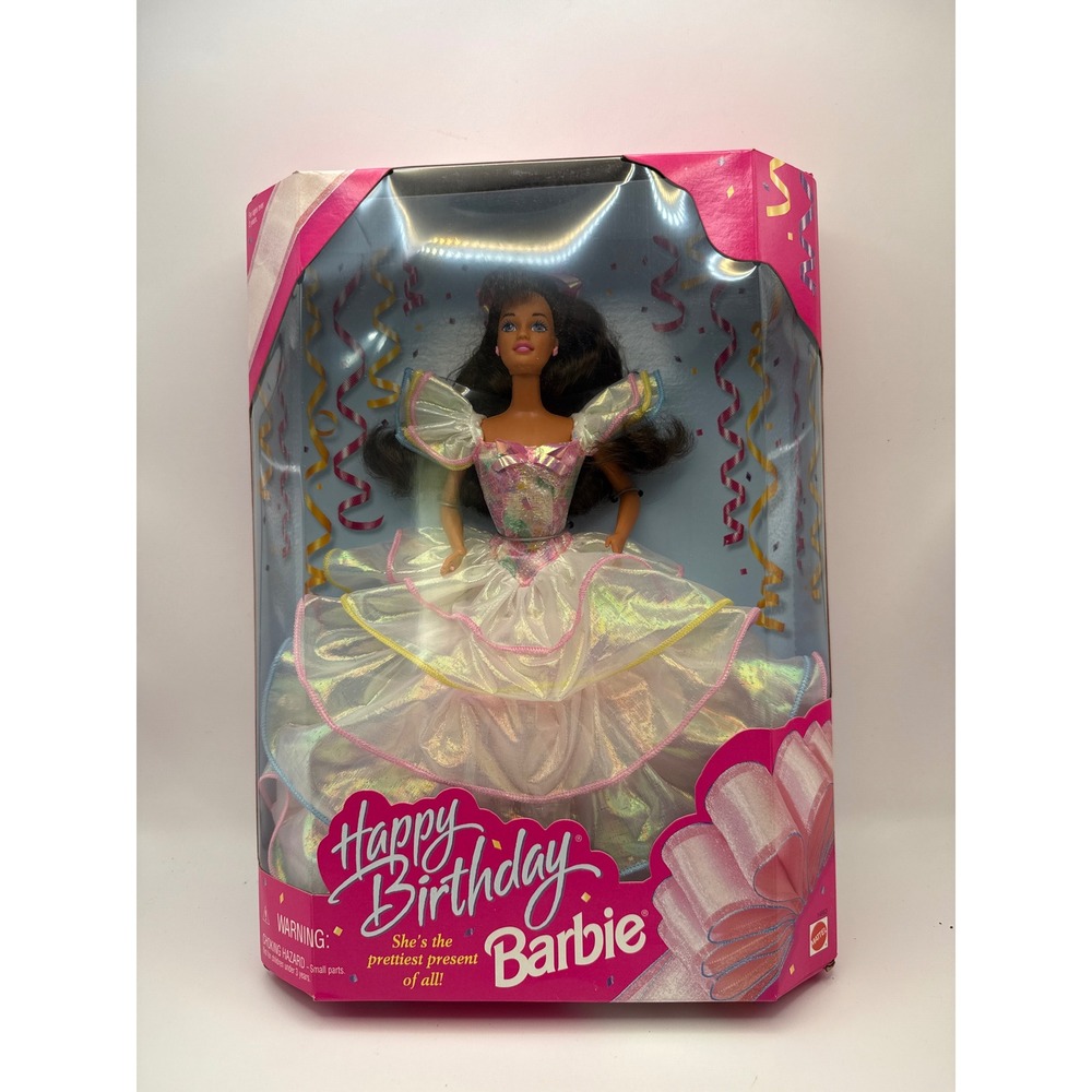 Vintage 1995 Happy Birthday Barbie Doll Brunette Mattel 13652 NIB